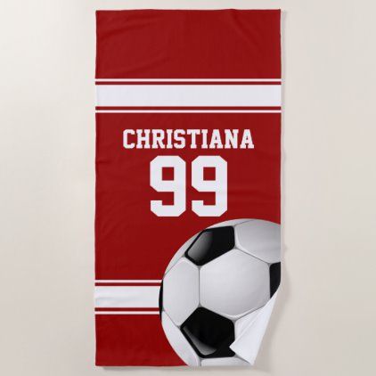 Red And White Stripes Jersey Soccer Ball Beach Towel Zazzle Com Soccer Ball Custom Beach Towels Striped Jersey