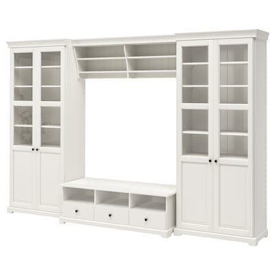 HEMNES Mueble TV tinte blanco, marrón claro vidrio HEMNES Mueble TV tinte blanco, marrón claro vidrio