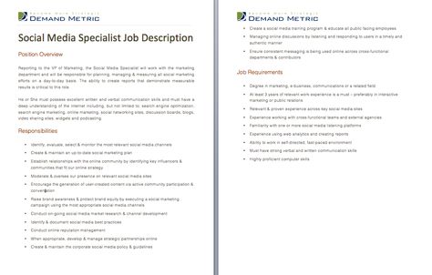 Social Media Specialist Job Description - A template to quickly - sample greeter resume Social Media Specialist Job Description - A template to quickly - sample greeter resume