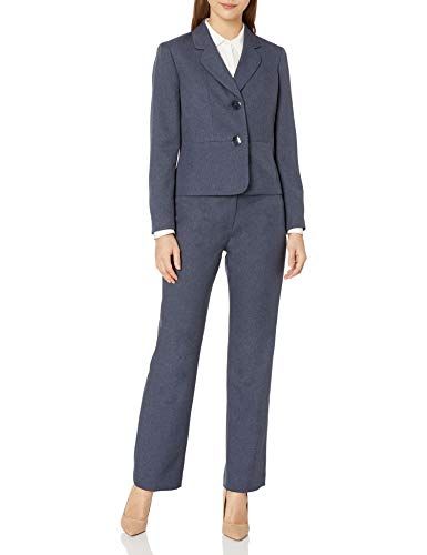 Le Suit Womens 2 Button Notch Collar Melange Pant Suit