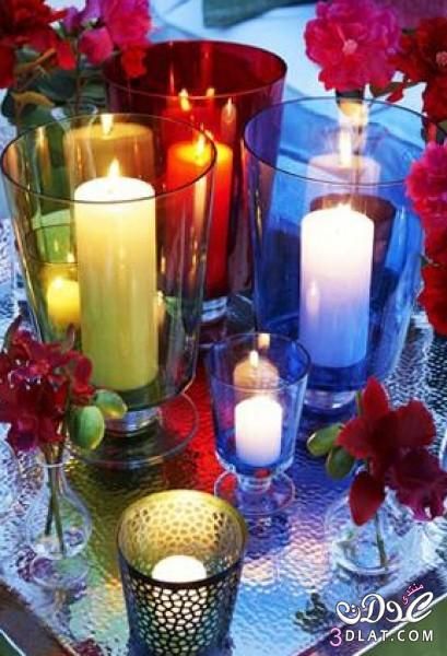اكسسوارات وترتيبات الفرح2014 اكسسوارات الزفاف المنوعه Candle In The Wind Candles Table Decorations