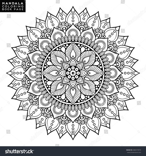 Stock Vector Flower Mandala Vintage Decorative Elements Oriental Pattern Vector Illustration Islam Arabic 486573973 J Mandala Dovmesi Boyama Sayfalari Desenler