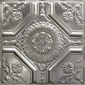 American Tin Ceilings 24x24 Drop-in Tin Ceiling Tile Pattern #17 Unfinished 5 Pack