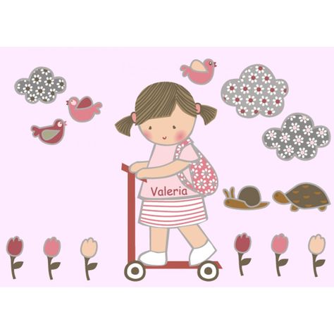 Wall sticker Vinilos infantiles: Niña patinete | Vinilos Vinilo infantil: Niño en patinete Vinilos infantiles niño