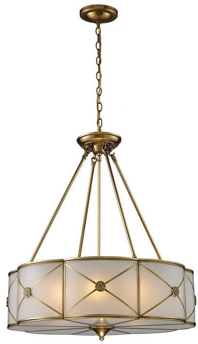 Elk Lighting Preston 6 Light Pendant In Solid Brushed Br Elk Lighting Preston 6 Light Pendant In