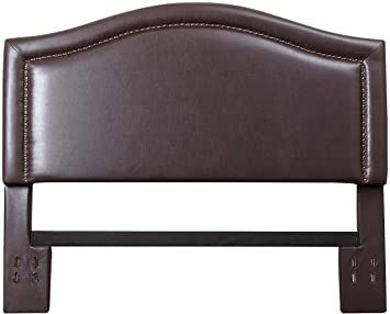 Abbyson Living King//California King Size Bonded Leather Upholstered Headboard with Brass Nailhead Trim Brown