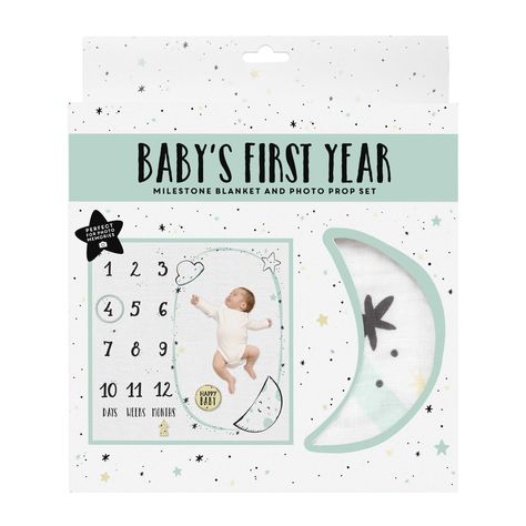 Oh Baby! Baby Milestone Blanket Keepsake Gift With Wooden Markers