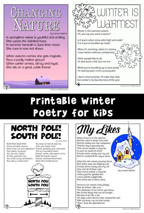 Winter Kids Poems Kids Poems Poetry For Kids Winter Activities