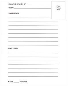 cookbook recipe templates