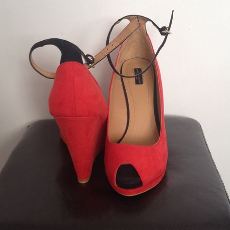 zara leather mini wedges with ankle strap