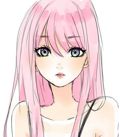 Anime girl with blonde hair and pink eyes