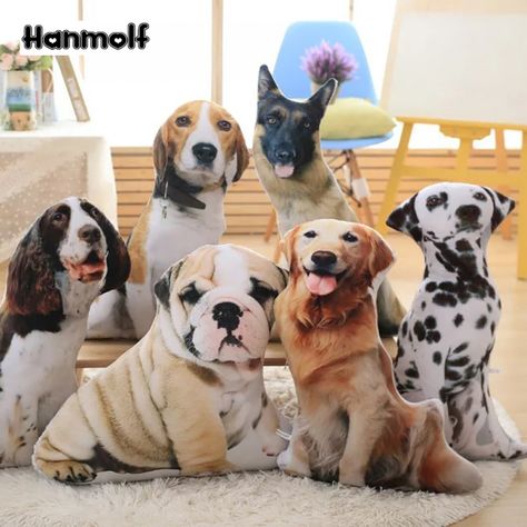 Dogs Shaped Pets Plush Pillow Stuffed Sofa 3D Dog Shape Pillow Hound