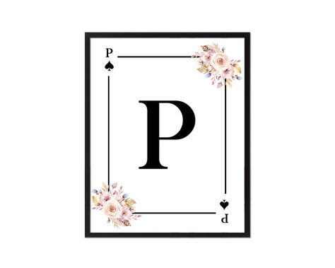 Gift Typography Home Decor Monogram Wall Art Shabby Chic Boho Letter Print