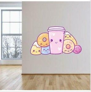 b69 Kawaii Sweets//Donuts Coffee Wall sticker-Vinyl