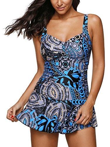 Zando Women One Piece Swimdress Tummy Control Swim Dress Swimwear Slimming Skirt Swimsuits Bathing Suit Dress