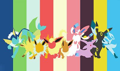 Pokemon Custom Playmat Eevee Family Evolution Sketch Pink Play Mat + FREE BAG