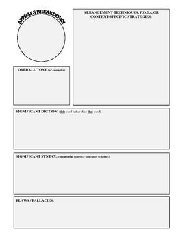 Ap Language Rhetorical Analysis Planning Worksheet Ap Language