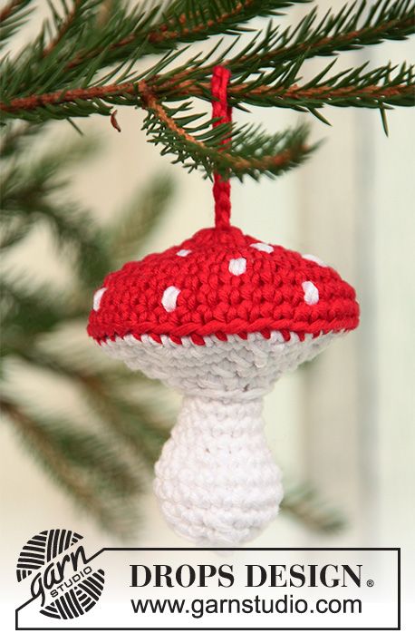 Merry Mushroom Drops Extra 0 723 Crochet Drops Christmas Mushroom In Muskat Christmas Crochet Crochet Mushroom Christmas Knitting