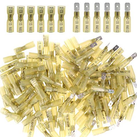 100pcs Wire Spade Connectors Waterproof Heat Shrink Fully Insulated Female