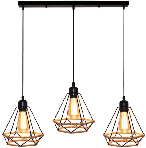 Lámpara Colgante Vintage 3 Cabezas Industrial Luz de Techo Triángulo Lámpara Colgante Vintage 3 Cabezas Industrial Luz de Techo Triángulo