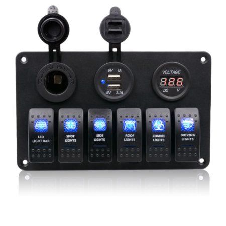 MARINE BOAT 6 GANG SPLASHPROOF TOGGLE SWITCH PANEL