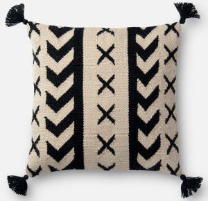 Loloi Pillow P0502 Black Ivory Black Key Indoor Outdoor Throw Pillow