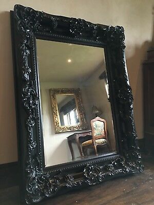 Black Large French Leaner Dress Ornate Wall Floor Statement Tall Mirror 188cm Decor Frame Tall Mirror, Large Black Leaner Mirror