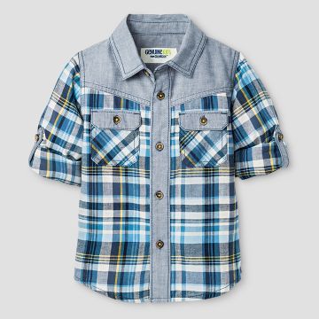 Globalway Toddler Boys Button Down Shirt Plaid Cotton Short Sleeve Tops Blue Globalway Toddler Boys Button Down Shirt Plaid Cotton Short Sleeve Tops Blue