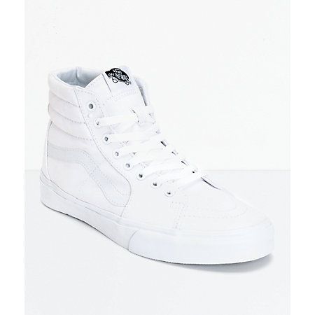 white leather vans with black stripe