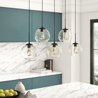 Mercury Row Snead 5 Light Cluster Globe Pendant With Glass Accents Wayfair Kitchen Island Pendants Globe Pendant Kitchen Lighting