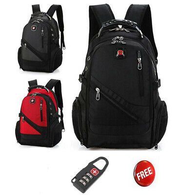 Swiss Men School Backpack 15.6 Laptop Rucksack Bag Travel Notebook Hiking Women