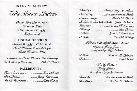 memorial service programs sample Mt Pleasant Obituary Page Zella - memorial service invitation wording memorial service programs sample Mt Pleasant Obituary Page Zella - memorial service invitation wording