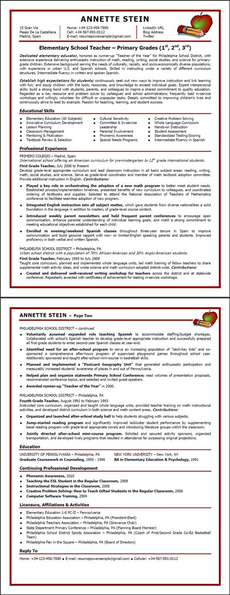 teacher resume Elementary School Teacher Sample Resume Teacher - sample art teacher resume teacher resume Elementary School Teacher Sample Resume Teacher - sample art teacher resume