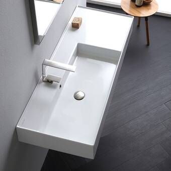 Teorema Ceramic Rectangular Vessel Bathroom Sink Wall Mounted Bathroom Sinks Floating Bathroom Sink Bathroom Sink