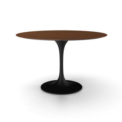 Corrigan Studio Angelica Wood Top Dining Table Size 48 Round Top Color American Walnut Base Color Wh Round Dining Table Lacquer Dining Table Dining Table