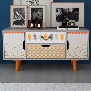 East Urban Home Cayenablanca Flowers Credenza Wayfair East Urban Home Cayenablanca Flowers Credenza Retro Sideboard Retro Vintage Sideboard Wooden Sideboard