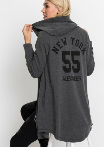 Damen Sweatjacke mit Kapuze 282224 in Hellgrau meliert 36//38