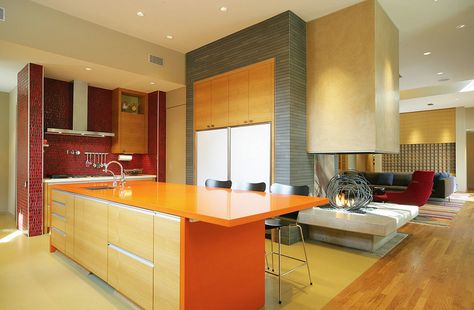 Rot Orange Kuche Design Ideen Innenarchitektur Kuche