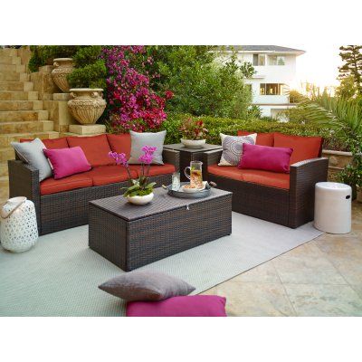 Incadozo Rio Wicker 4 Piece Patio Conversation Set With Storage