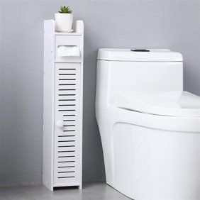 Topcobe Small Bathroom Storage Corner Floor Cabinet With Doors And Shelves Thin Toilet Vanity Cabinet Narrow Bath Sink Organizer Towel Storage Shelf For Pape Small Bathroom Storage Paper Towel Storage Towel