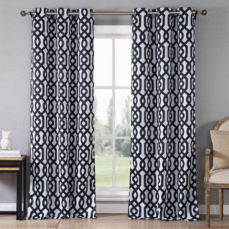 Ashmont Printed Blackout Grommet Pair Panel Walmart Com Panel Curtains Curtains Blackout Panels