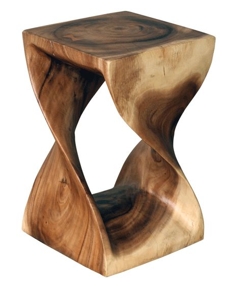 Twist Stool Carved In Acacia Wood Twist Stool Carved In Acacia Wood, Wooden Twist Coffee Table