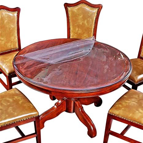 Bighala 2mm Thick 30 Inch Round Dining Coffee Table Protector Clear Plastic Tablecloth Cover Pvc Vinyl Cloths Wood M Top Furniture Bighala 2mm Thick 30 Inch Round Dining, Clear Table Cover Round