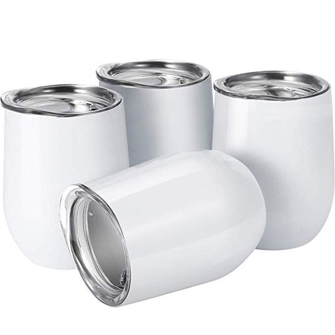 12 Oz Stemless Wine Glass Set Of 2 Insulated Glasses Unbreakable Stainless Steel