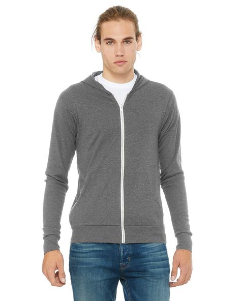 3939 Canvas Triblend Full-Zip Lightweight Hoodie Bella