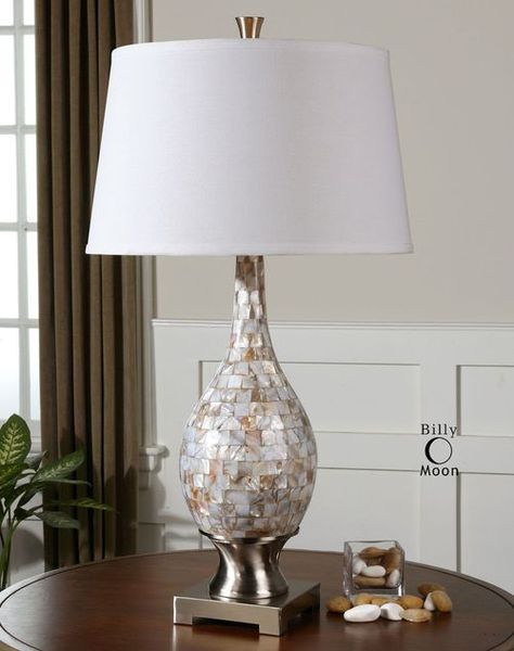 Teardrop Mother of Pearl Table Lamp Midcentury Mother of Pearl Table Lamps