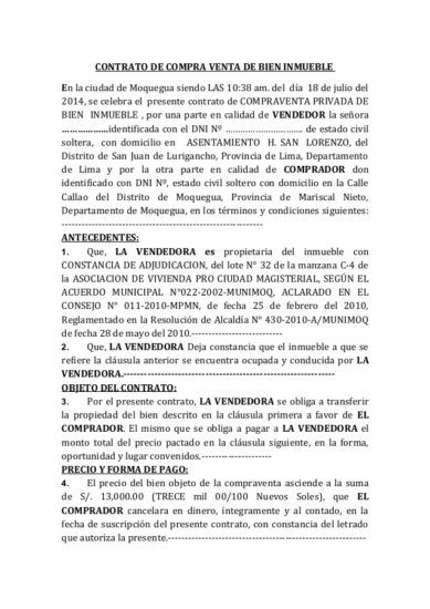 Ejemplo De Contrato Compra Y Venta Modelo De Contrato De Contrato De Compraventa Compra Venta Compras