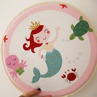 ALAZA Cartoon Fish Scale Mermaid Sea Turtle Round Area Rug for Living Room Bedroom 3' Diameter 92 cm ALAZA Cartoon Fish Scale Mermaid Sea Turtle Round Area Rug for Living Room Bedroom 3' Diameter 92 cm