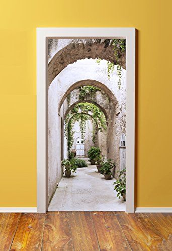 Sticker Porte Trompe loeil Gr/èce Papier peint porte 3d autocollant de porte interieure Poster Mural amovible auto-adh/ésif Imperm/éable pour Salon Cuisine Chambre Salle De Bain 77x200cm