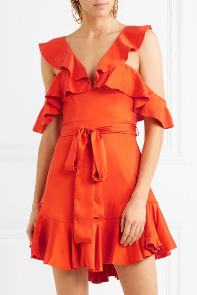 orange silk mini dress